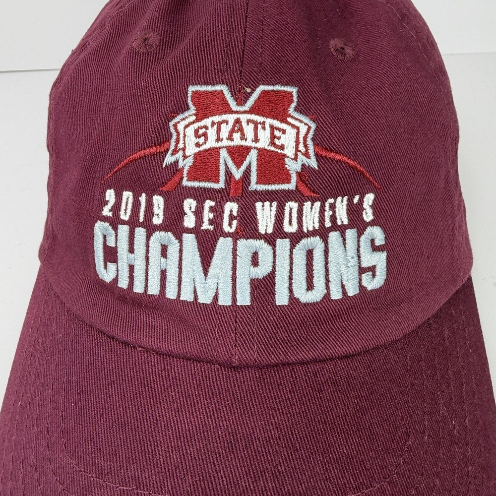 Mississippi State Bulldogs Hat Cap Strap Back Womens Champions Red Basketball - Picture 3 of 12
